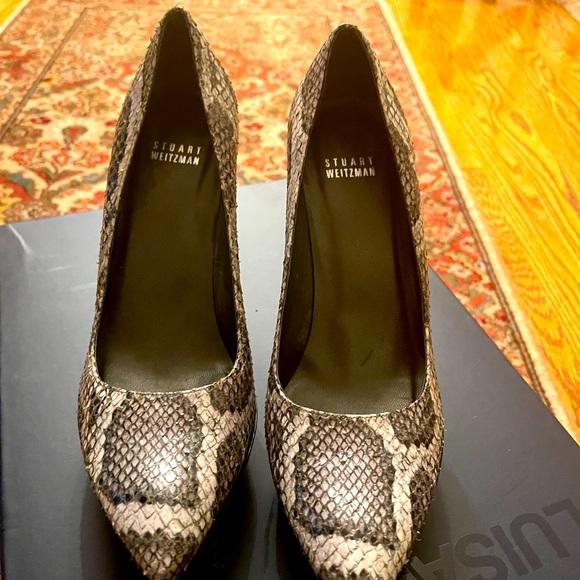 Stuart Weitzman platform snakeskin leather heels size 8.5 medium - Picture 1 of 9